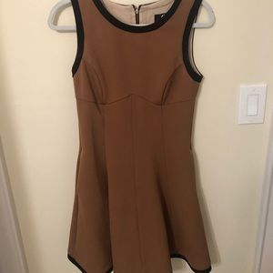 Brown and black sleeveless work dress